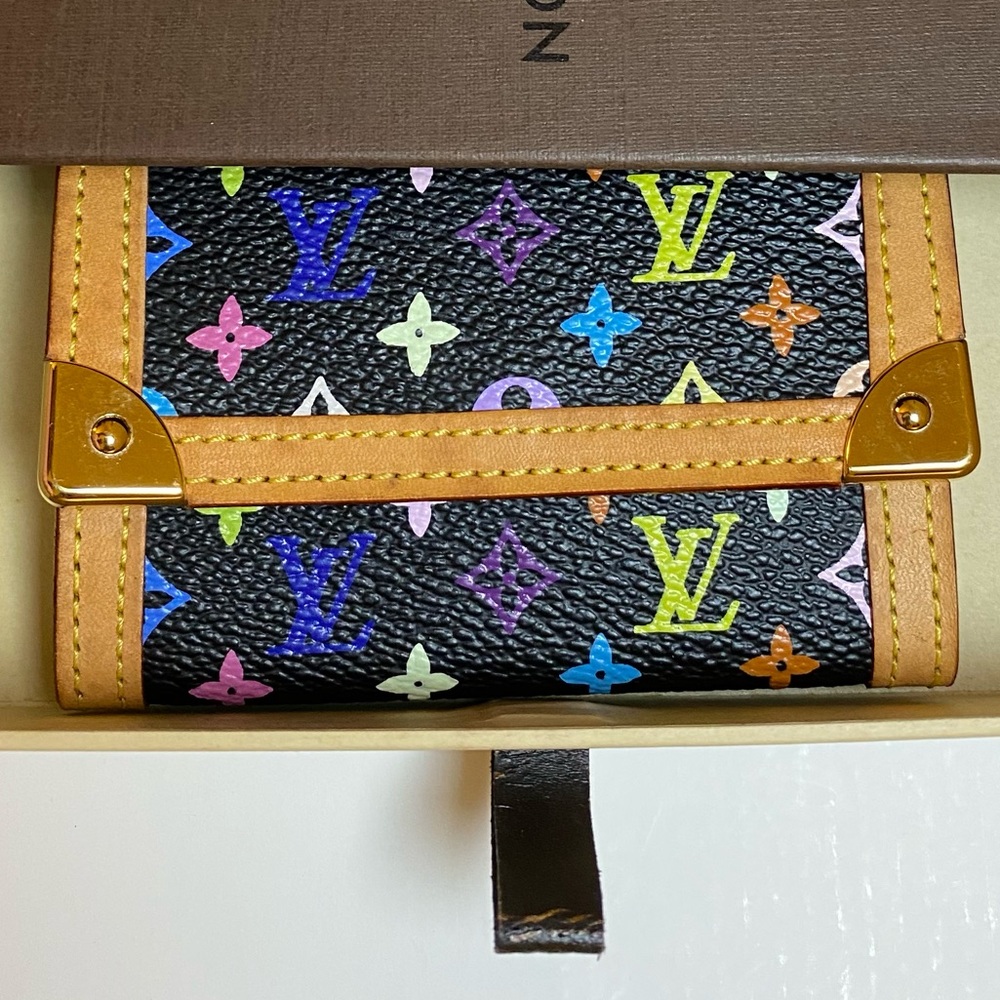 Louis Vuitton Multicolor Noir Porte Monaie Plat Coin case